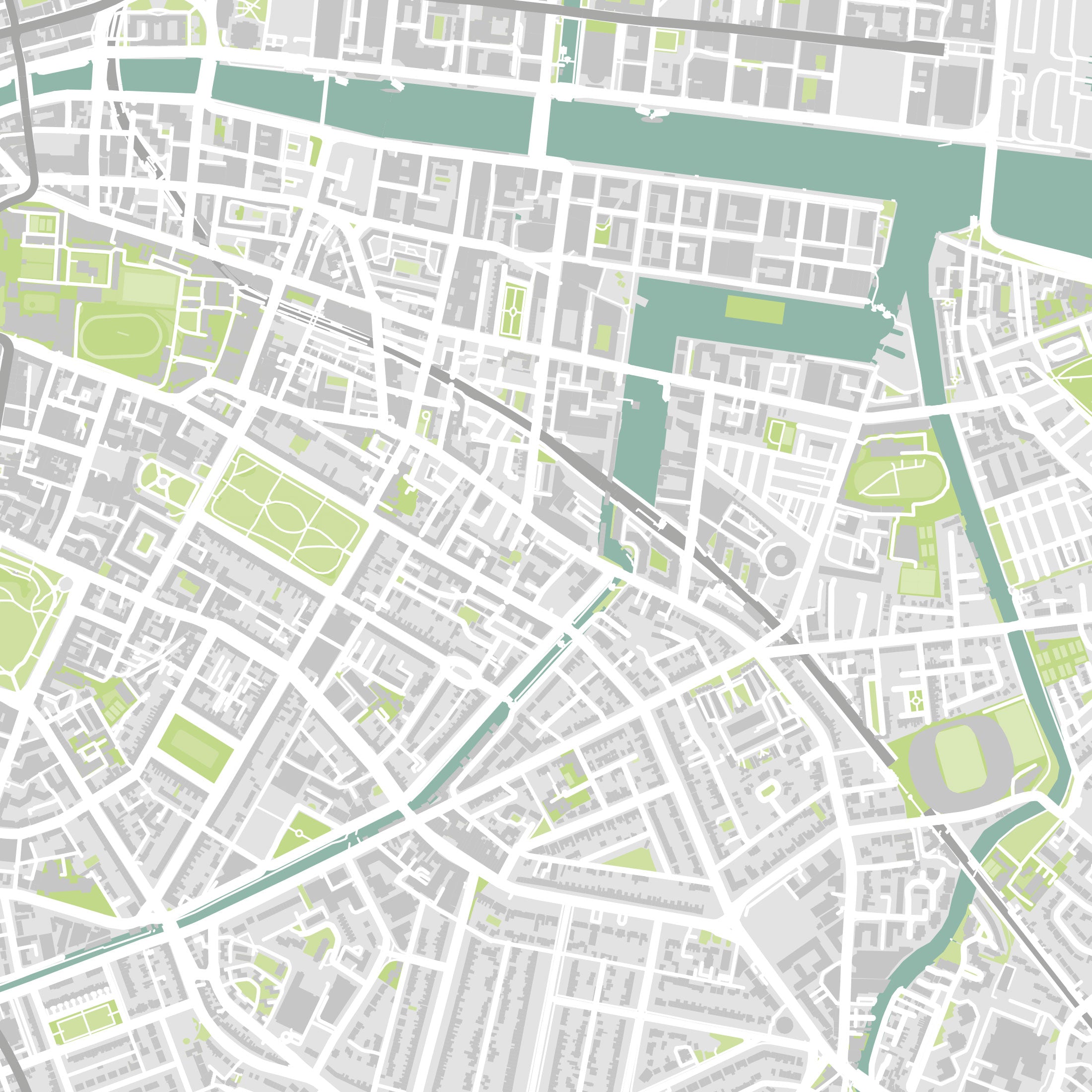 Dublin Map Print – Atlas Modern Edition – Landscape