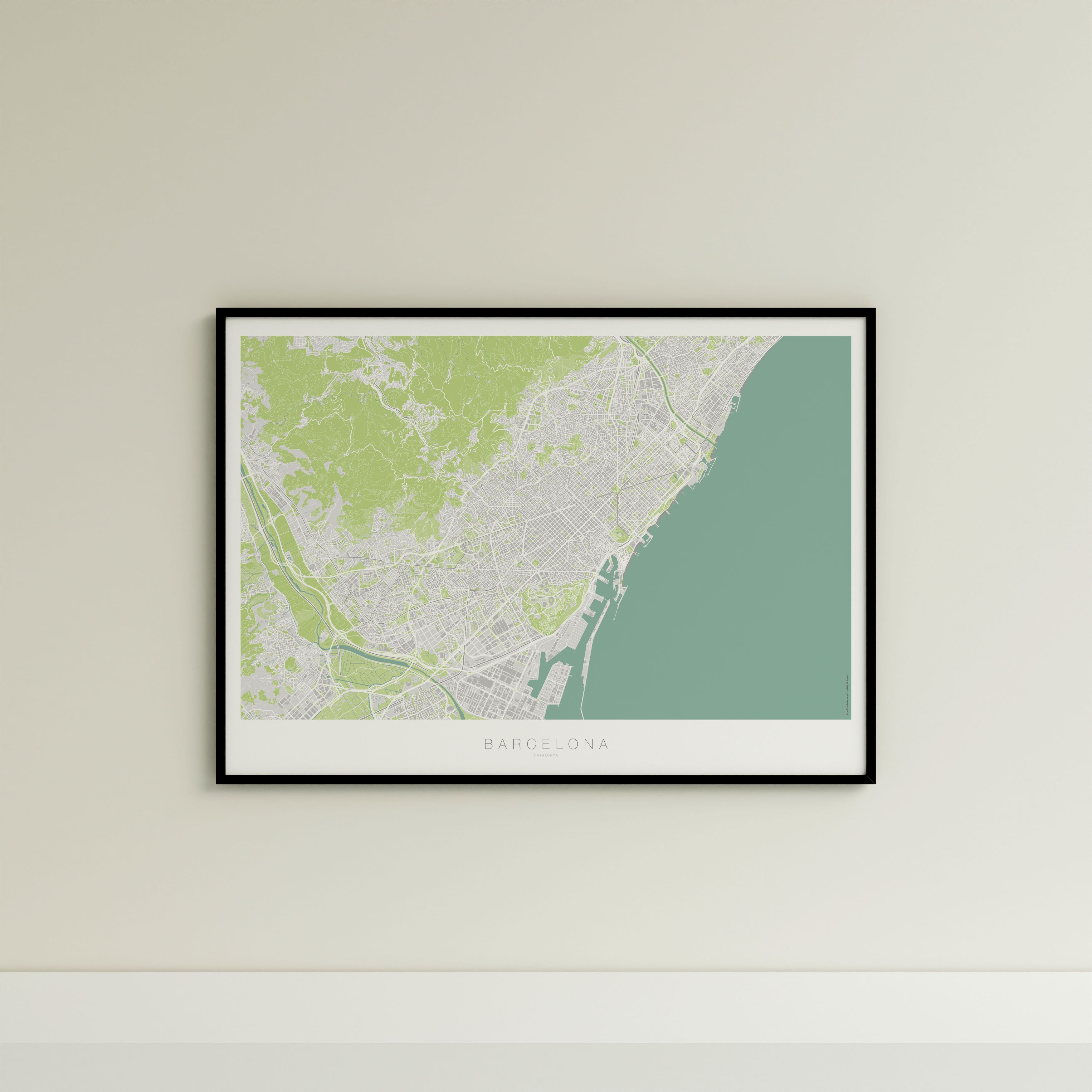 Barcelona Map Print – Atlas Modern Edition – Landscape