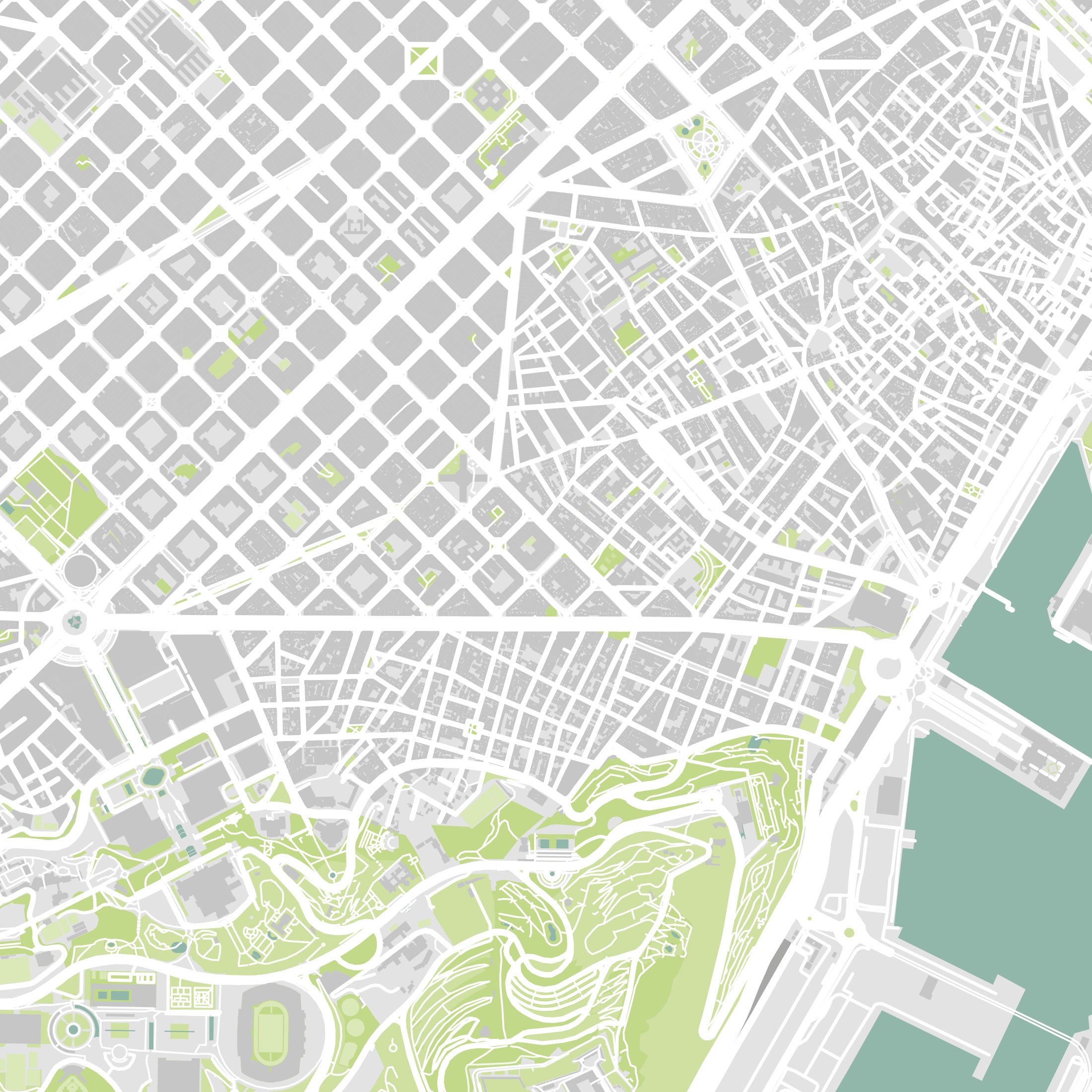 Barcelona Map Print – Atlas Modern Edition – Landscape