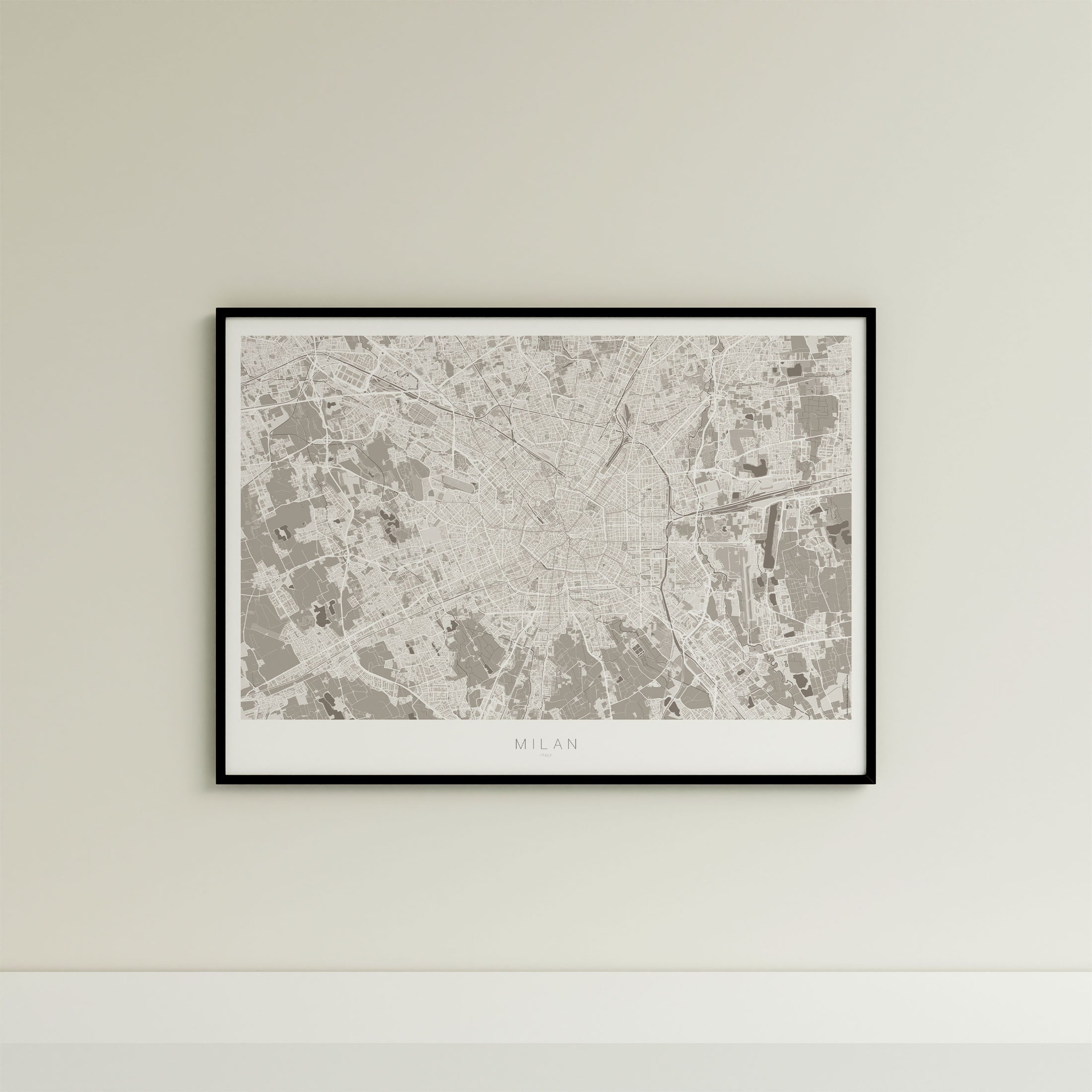 Milan Map Print – Sepia Edition – Landscape