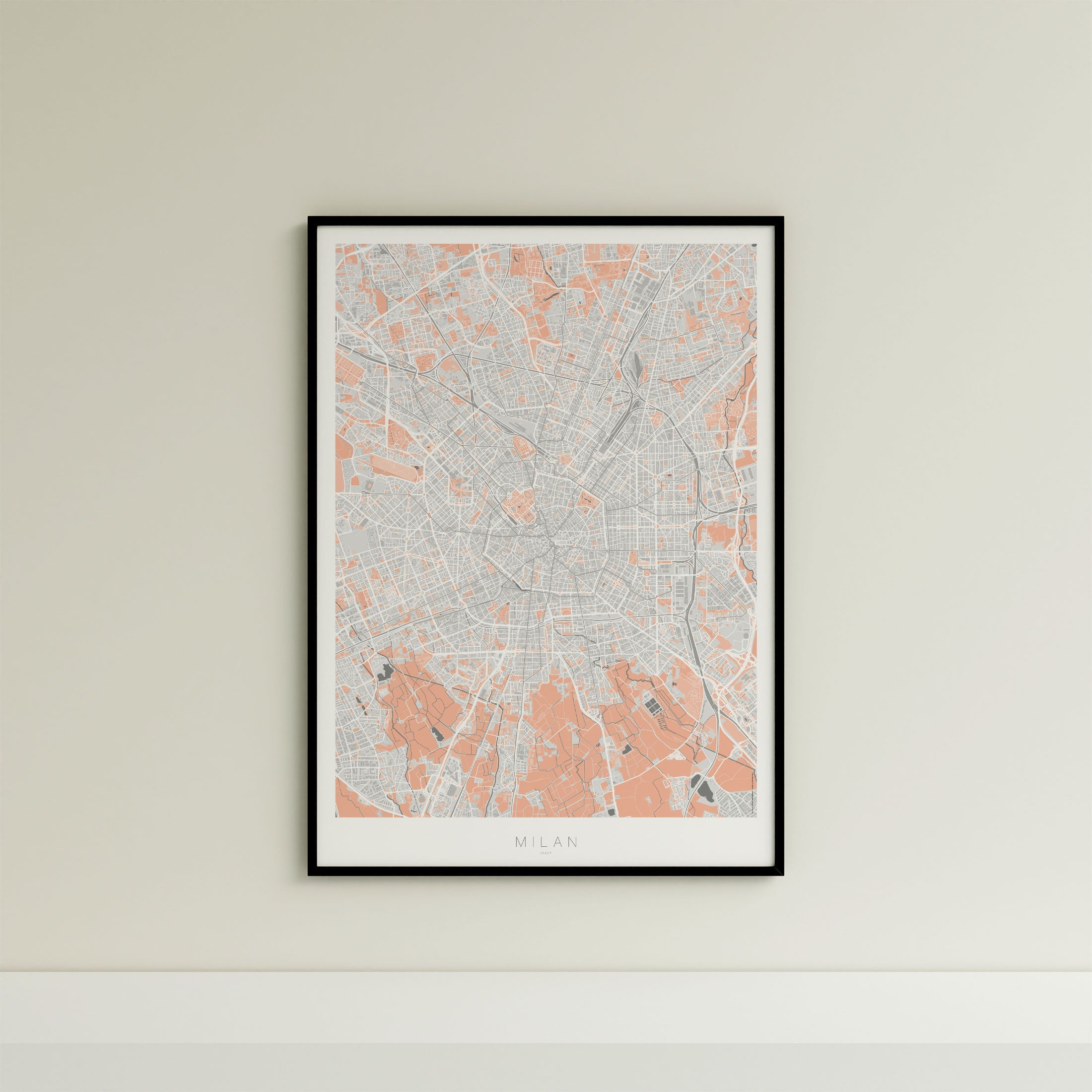 Milan Map Print – Coral Edition – Portrait