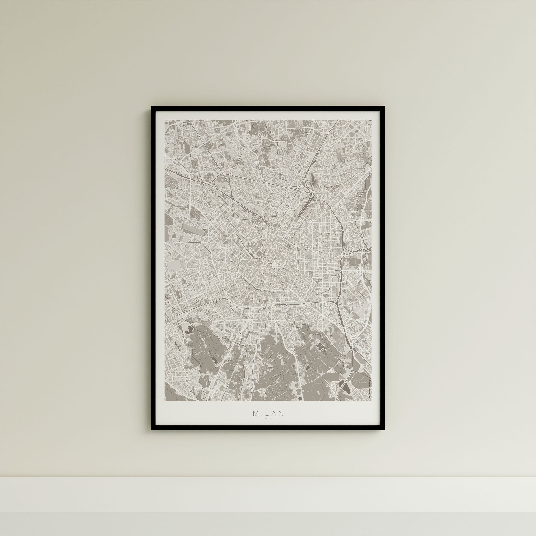 Milan Map Print – Sepia Edition – Portrait