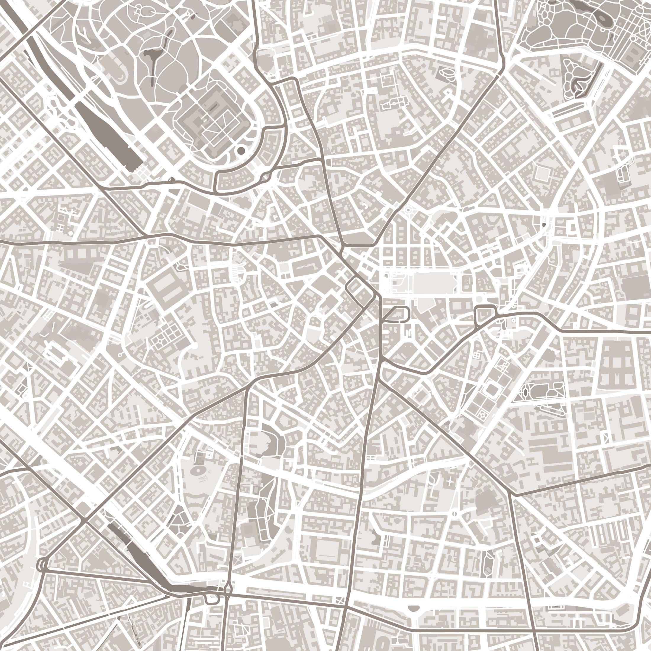 Milan Map Print – Sepia Edition – Landscape