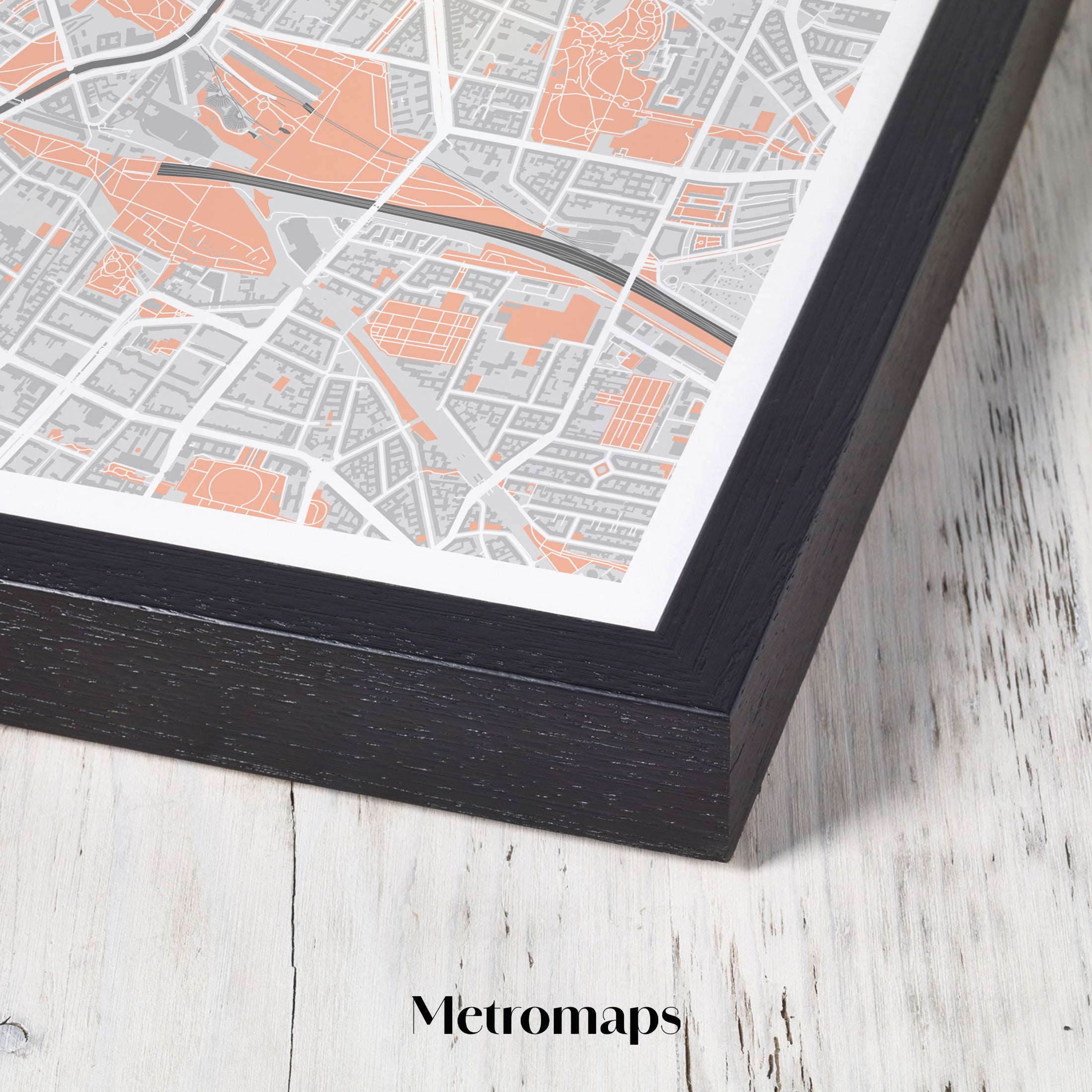 Birmingham Map Print – Sepia Edition – Landscape